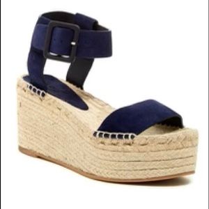 Vince Abby Leather Espadrille Platform Wedge